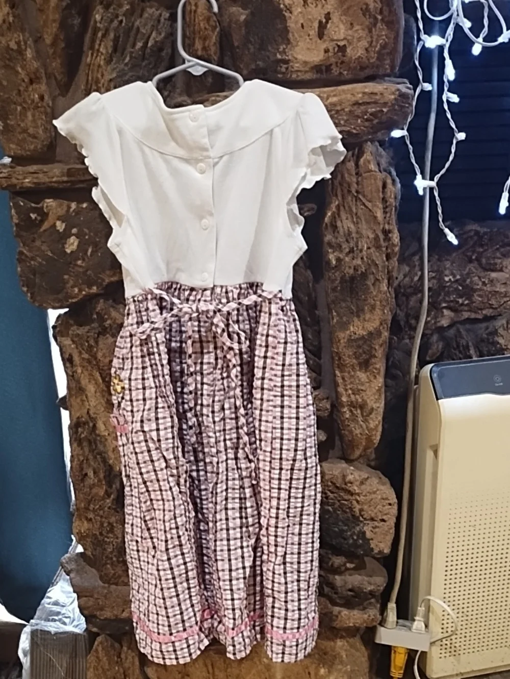 Youngland Pink Brown Plaid With Floral Print